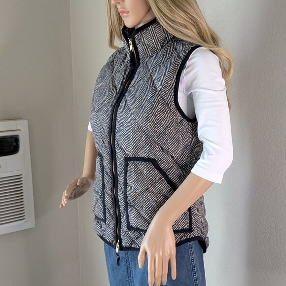 J. Crew Vest Women's XS Gray Excursion Quilted Puffer in Herringbone Full-Zip - Picture 6 of 16